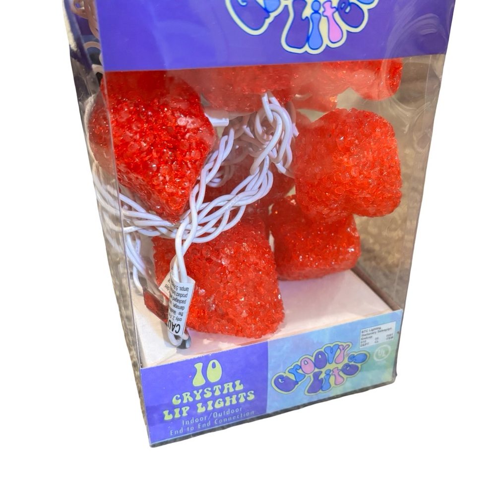 Y2K Vintage Target Rare 10 Crystal Lip String Lights - Vibrant Red